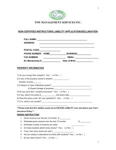 Non-Certified Instructors Liability Application