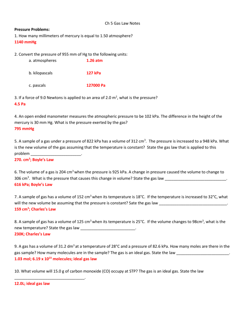 gas-law-review-sheet-answers
