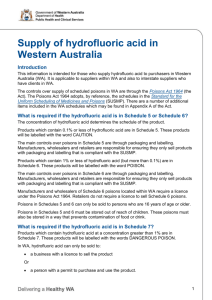 Supply of hydrofluoric acid in Western Australia