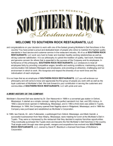 welcome to southern rock restaurants, llc
