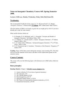 Course Outline Inorganic Chemistry 2007