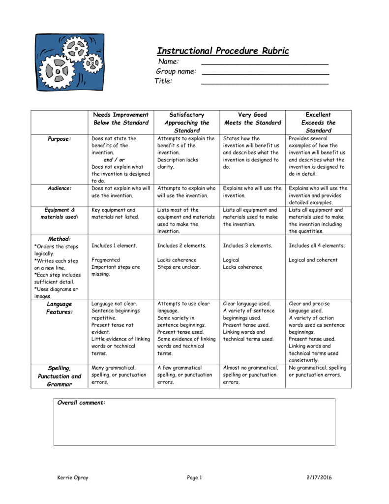 procedural-text-rubric