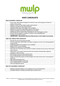Placement Checklist