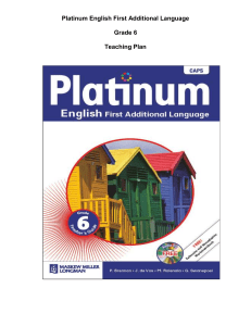 Platinum English First Additional Language Grade 6 Teaching Plan