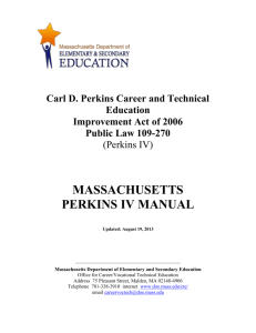 Perkins IV Manual - Massachusetts Department of Education