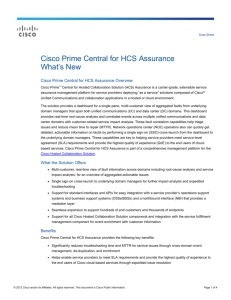 Cisco Prime Central for HCS Assurance What`s New Data Sheet
