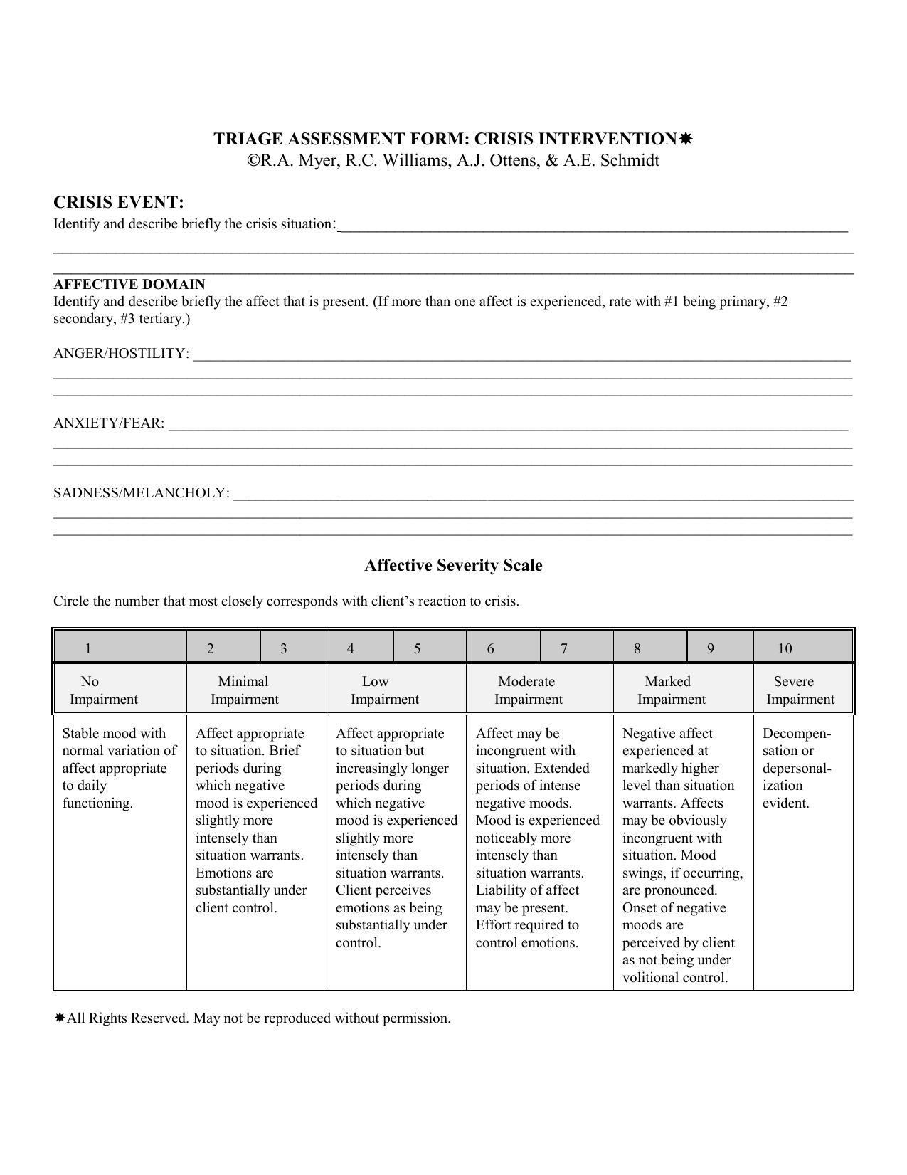 Sample Triage Assessment Form