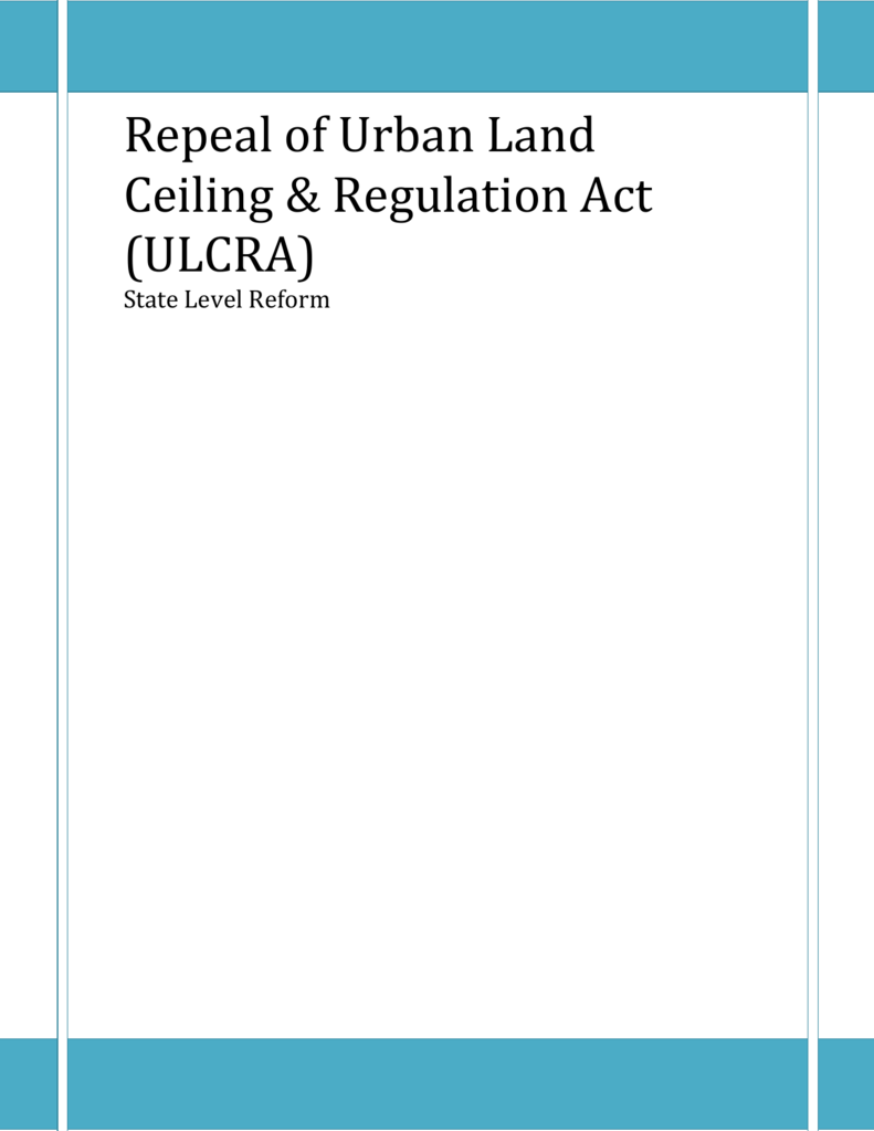 Repeal Of Urban Land Ceiling Regulation Act