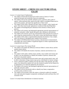 STUDY SHEET – CHEM 1211 LECTURE FINAL EXAM