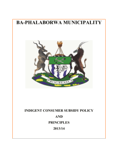 INDIGENT HOUSEHOLD SUBSIDY POLICY AND PRINCIPLES