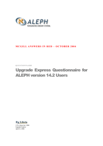 Upgrade Express Questionnaire for ALEPH version