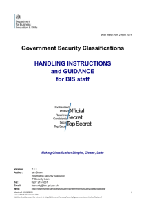 Government Security Classifications: guidance