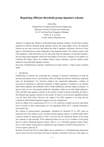 Repairing efficient threshold group signature scheme