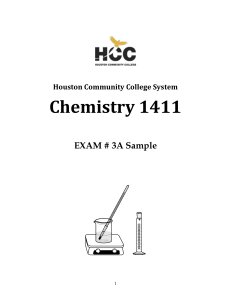 CHEM 1411 EXAM # 3 Name - HCC Southwest College