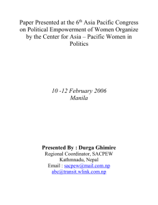 South Asian Situation on Women in Politics, Ms. Durga Ghimire