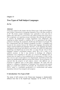 1 Chinese Syntax and Semantics Chapter 11 Two Types of Null