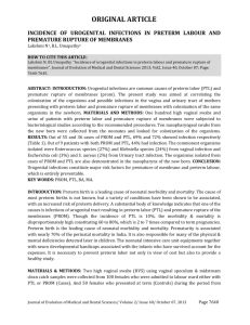 ORIGINAL ARTICLE INCIDENCE OF UROGENITAL INFECTIONS IN