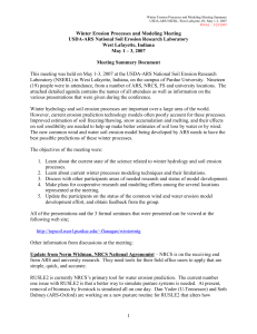 Meeting Summary Document here. - National Soil Erosion Research