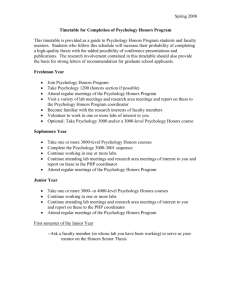 Timeline for Completion of Psychology Honors Program