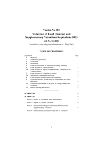 Valuation of Land (General and Supplementary Valuation