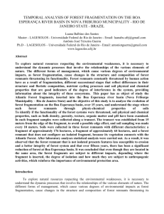 Temporal analysis of forest fragmentation on the Boa Esperança