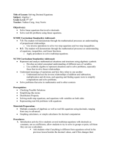 Title of Lesson: Solving Decimal Equations - EdF 425