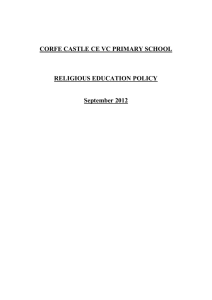 Religious Education Policy - Corfe Castle Primary School