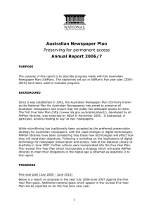 National Plan for Australian Newspapers (NPLAN): Report on