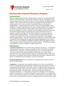 IRB Policy, Decisionally Impaired Research Subjects
