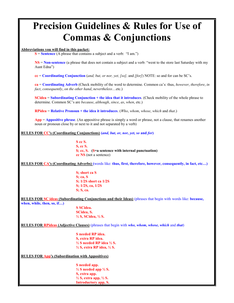 Precision Guidelines & Rules for Use of Commas