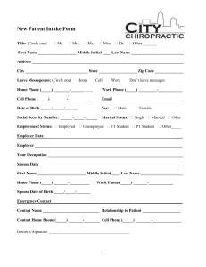 Chiropractic New Patient Intake Form