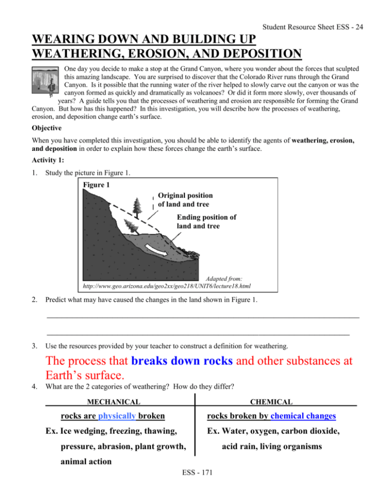 Weathering Erosion And Deposition Answers