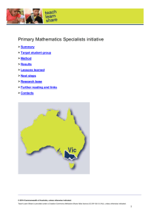 Primary Mathematics Specialists initiative