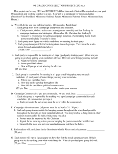 9th GRADE CIVICS ELECTION PROJECT