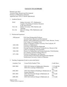 FACULTY VITA SUMMARY - College of Education