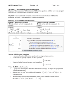 Lecture Notes for Section 1.3 (Classification of Differential Equations)