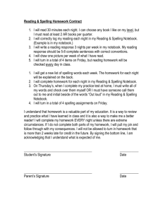 Reading & Spelling Homework Contract
