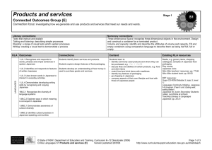 Products and services Stage 1