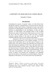 A HISTORY OF RESEARCH ON CODEX BEZÆ