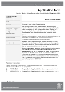 Rehabilitation permit - Department of Environment and Heritage