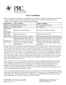 Core Vocabulary There are two types of vocabulary, core and fringe