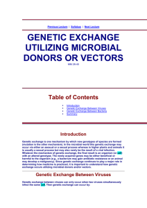 GENETIC EXCHANGE UTILIZING MICROBIAL DONORS OR