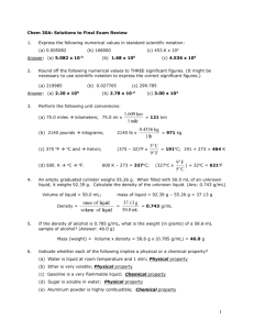 CHEM 108-2391, Final Exam Review