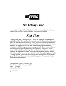 The Erlang Prize is presented by the Applied Probability