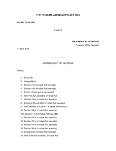 Tourism (Amendment) Act 2005
