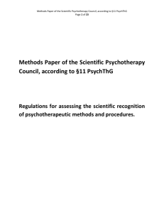 Methods Paper of the Scientific Psychotherapy - PCE