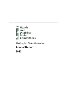 Multi Region Annual Report 2012 - Health and Disability Ethics