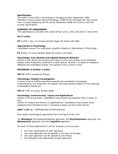 The WJEC A level GCE in Psychology is changing as from