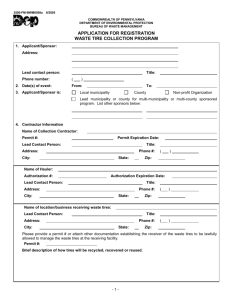 Waste Tire Collection Program Application Form Registration
