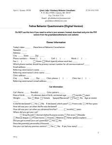 Feline Pre-Consultation Questionnaire